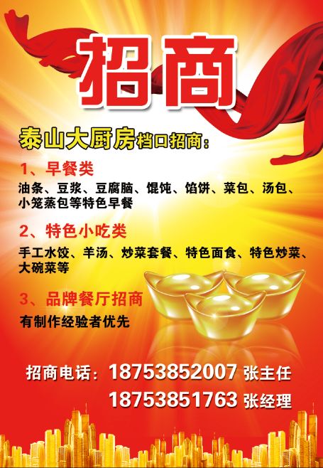 泰山大廚房檔口招商，歡迎致電詳詢！